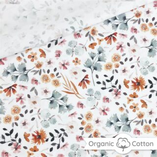 Single Jersey - Pretty Flowers Warmweiß - ORGANIC
