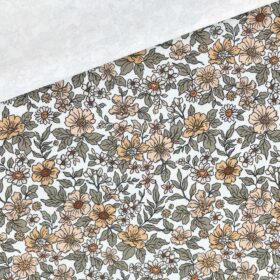 Single Jersey – Vintage Flowers Camel Warmweiß