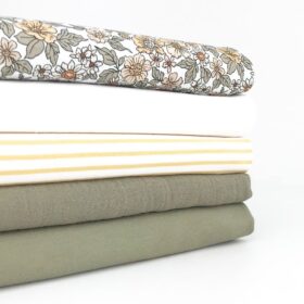 Single Jersey – Vintage Flowers Camel Warmweiß