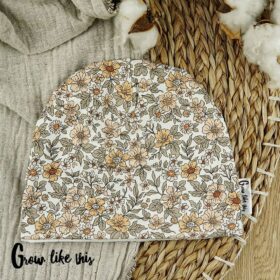 Single Jersey – Vintage Flowers Camel Warmweiß