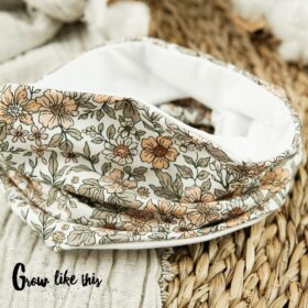 Single Jersey – Vintage Flowers Camel Warmweiß