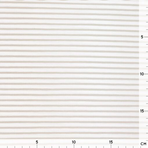 Single Jersey – Warmweiß mit 2 mm beigen Streifen