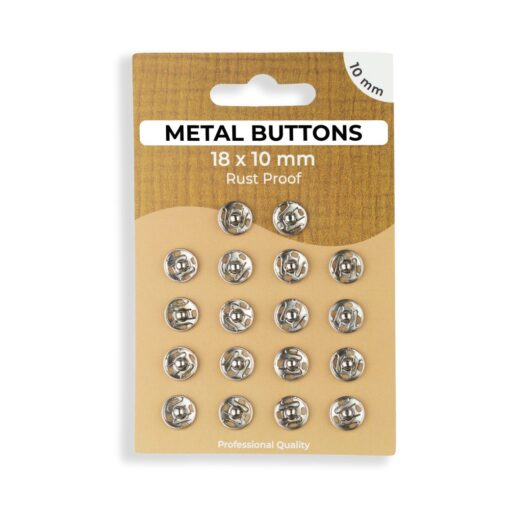 Metalldruckknöpfe zum Annähen – Set – 14 mm – Silber
