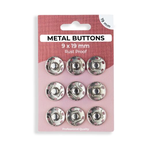 Metalldruckknöpfe zum Annähen – Set – 19 mm – Silber
