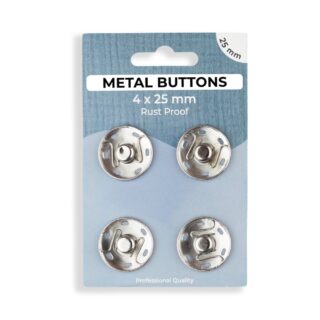 Metalldruckknöpfe zum Annähen – Set – 25 mm – Silber