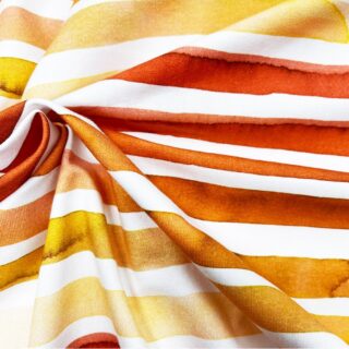 Single Jersey - Orange Painted Stripes Weiß
