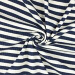 Breiter Rippenjersey - gestreift - Cremeweiß/Dunkelblau