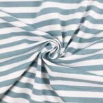 Single Jersey - Dunkles Altmint/Warmweiß - 10 mm Streifen