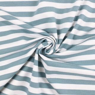 Single Jersey - Dunkles Altmint/Warmweiß - 10 mm Streifen