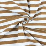 Single Jersey - Dunkles Smoky Beige/Weiß 1 mm gestreift