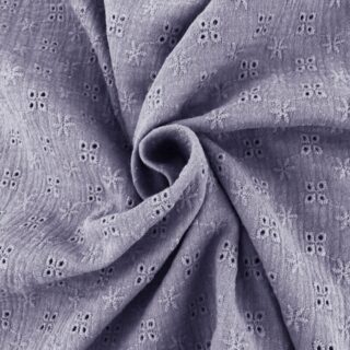 Musselin - Dusty Lavendel mit Blumen bestickt