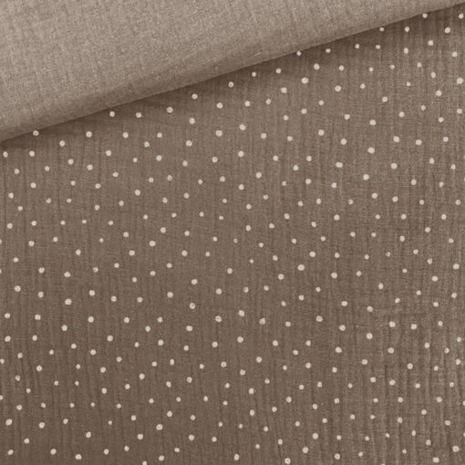 Musselin - Pünktchen - Dunkles Smoky Beige