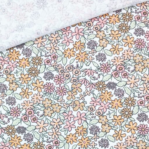 Single Jersey - Sketched Flowers - Weiß