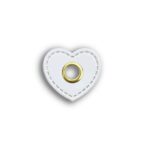Kunstlederpatch mit Öse – herzförmig – Weiß