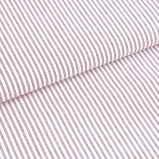 Baumwollstoff-Antique Rose-Weiß 3mm Streifen