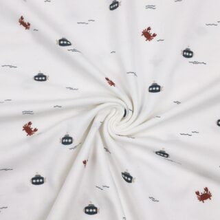 Single Jersey - Krabben & U-Boote - Cremeweiß