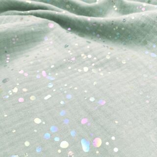 Musselin - Shiny Dots - Helles Altmintgrün