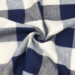 Leinen-Viskose – Navyblau Kariert