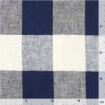 Leinen-Viskose – Navyblau Kariert
