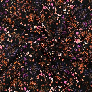 French Terry - Sommersweat - Pink Flowers - Schwarz