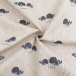 Leichter Canvas in Leinenoptik - Blaue Wale - Dunkles Natur Melange