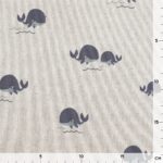 Leichter Canvas in Leinenoptik - Blaue Wale - Dunkles Natur Melange