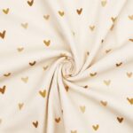 Rippenjersey - Kleine Herzen - Creme Natur