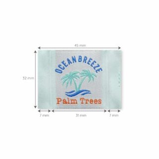Weblabel “ocean breeze - palm trees” – 31 x 32 mm