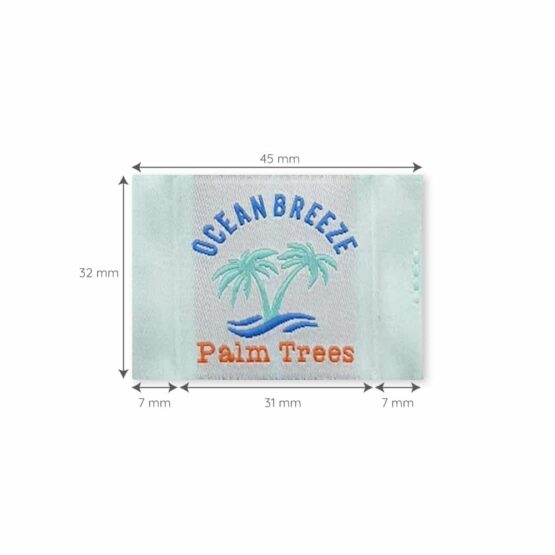 Weblabel “ocean breeze - palm trees” – 31 x 32 mm