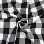 Baumwollstoff Karo - Schwarz/Helles Natur