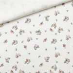 Rippenjersey - Zarte Blümchen - Cremeweiß