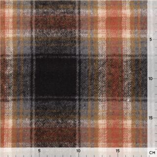 Mantelstoff - Kariert - Schwarz/Smoky Rost-Orange