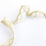 Baumwollspitze mit Rundungen - 14 mm - Natur & Gold