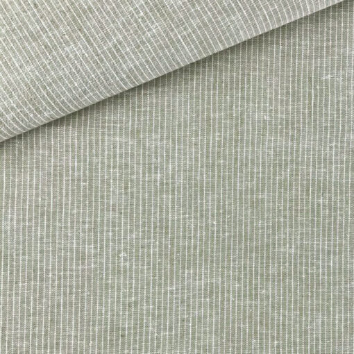 Leinen-Baumwollgemisch – Streifen Helle Olive