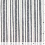 Leinen-Baumwollgemisch - Weiß/Dunkelblau unregelmäßig gestreift