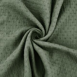 Musselin - Dots Khaki Grün