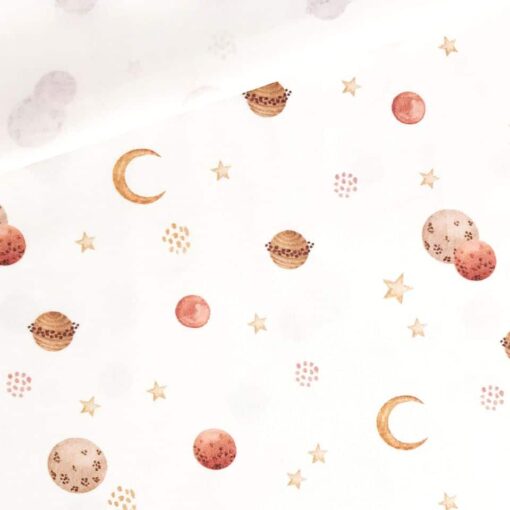 Single Jersey - Little Stars & Planets Cremeweiß