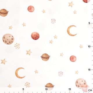 Single Jersey - Little Stars & Planets Cremeweiß