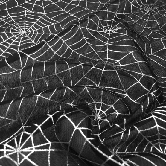 Tüllstoff - Spinnennetz - Schwarz