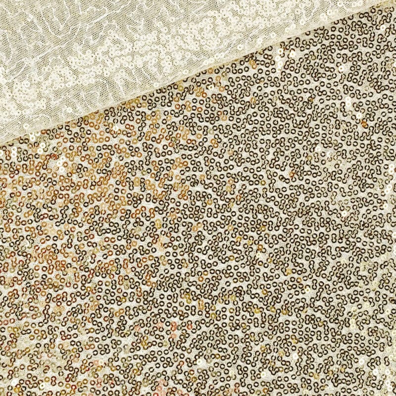 Pailletten-Tüllstoff - elastisch - Kaschmirgold/Creme