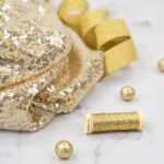 Pailletten-Tüllstoff - elastisch - Kaschmirgold/Creme