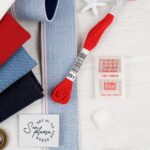 DIY Stoffe Mix - Gummiband - Nähmaschinennadel - Sticktwist - Weblabel