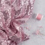 Pailletten-Tüllstoff - elastisch - Glace Rose