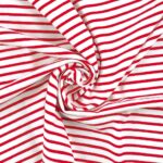 Single Jersey - Warmweiß mit 2 mm Roten Streifen