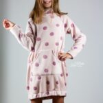 DIY Stoffe Outfit -Kuschelfleece – Dots – Pearl Rose