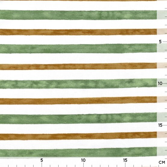Single Jersey - Aquarell Streifen - Rauchgrün/Zimt