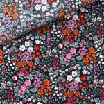 Popeline - Blütenpracht - Schwarz