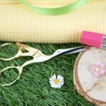 DIY Stoffe Mix - Storchschere - Gänseblümchen Knopf