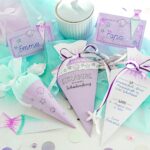 DIY Stoffe- Inspiration - Mini Schultüte Schulanfang - Meerjungfrau - Einladung - Tischdeko - Bastelvorlage