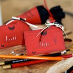 DIY Stoffe- Inspiration - Schulanfang - Bastelvorlage - Mini Schultüte - Tischkärtchen